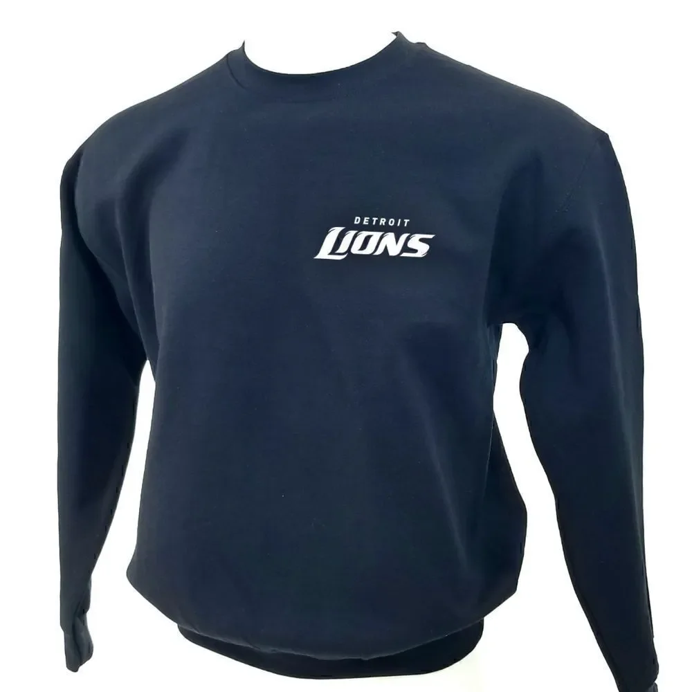 DETROIT LIONS Double Script Logo BLACK Pullover Crewneck, Sweatshirt - y2k 90s - Picture 3 of 5